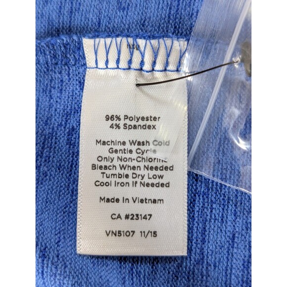 T by Talbots Open Front Cardigan Sweater Medium Blue Pockets Roll Tab Sleeves - Picture 7 of 9